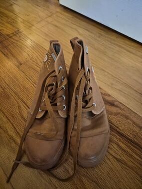 Canvas High-Top Sneakers in Brown